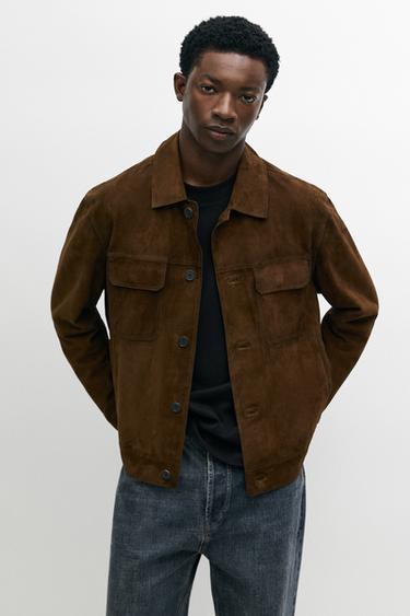 Suede jacket with pocket detail — Brick 2