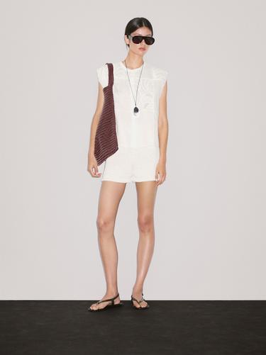 Short en maille de coton mélangé - Blanc de Zara - Image 0