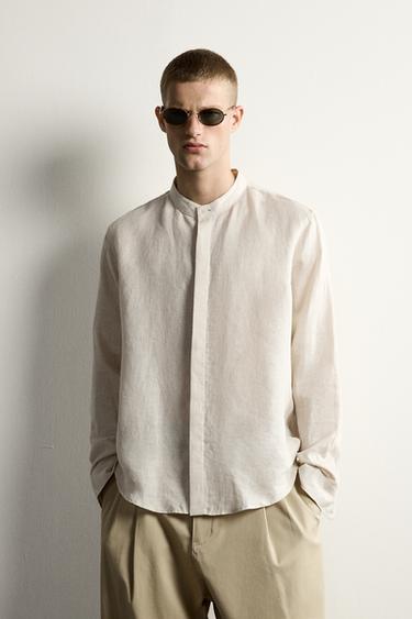 חולצת Relaxed fit מ-100% פשתן - Light beige של Zara