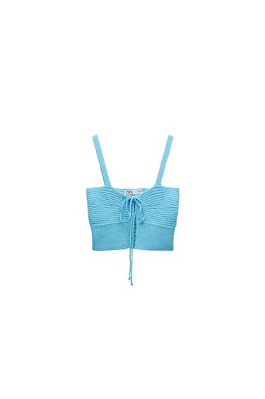 KNIT TOP WITH LACE-UP DETAIL