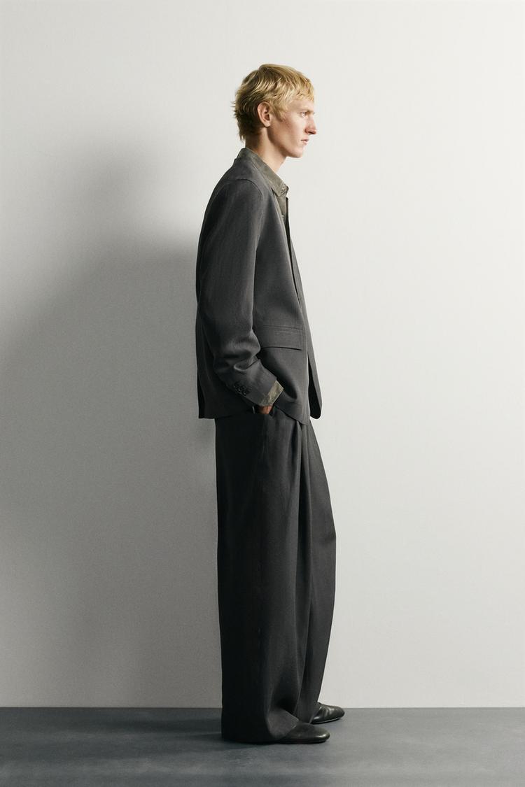 Blazer sastre sin cuello de corte relajado 4