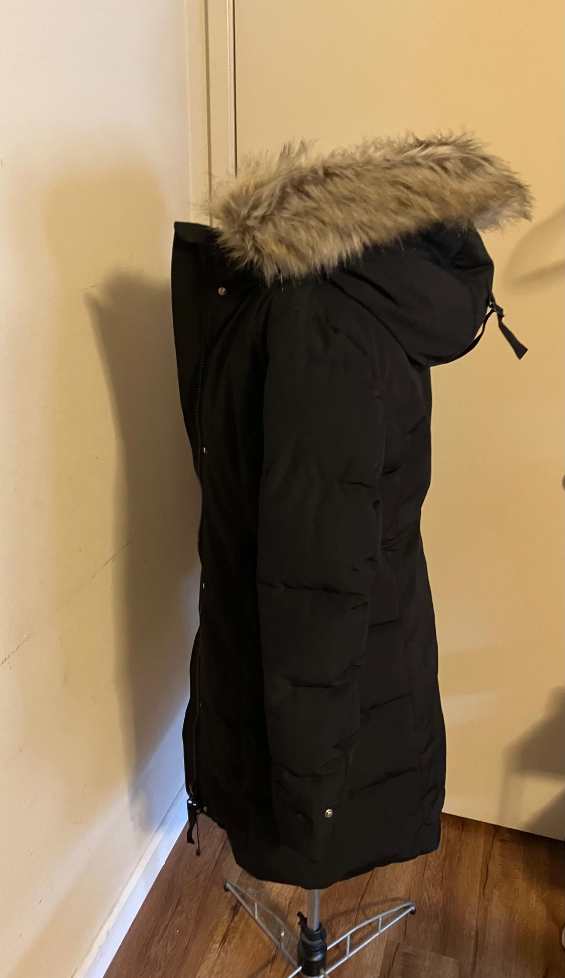 NWT ZARA WOMENS WATER REPELLENT LONG PADDED PARKA BLACK SIZE XS - Image 2