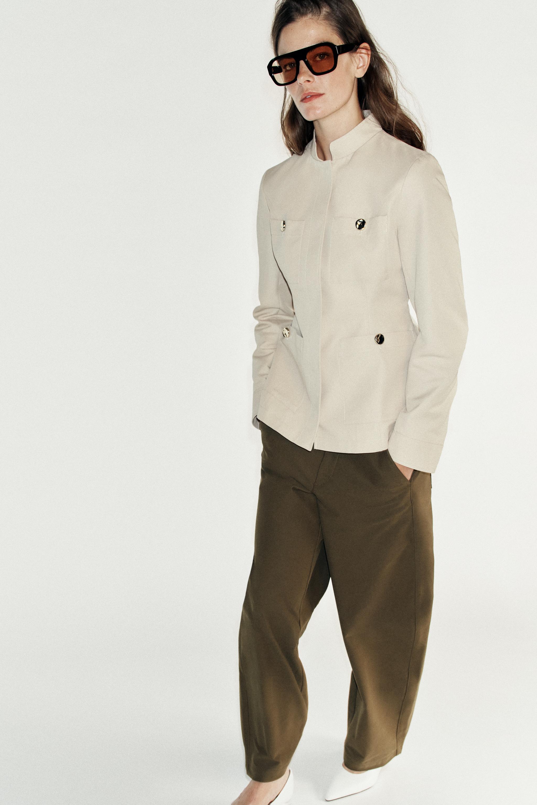 Женские куртки Zara FITTED STAND-UP COLLAR JACKET — фото 4