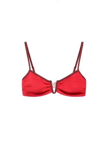 TOP BIKINI TEXTURÉ AVEC CONTRASTE - Rouge de Zara