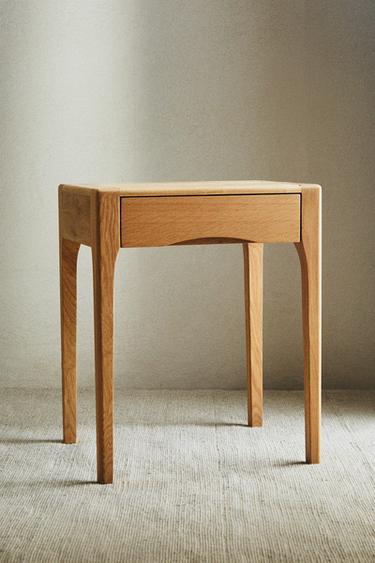 OAK BEDSIDE TABLE WITH DRAWER - Light beige by Zara