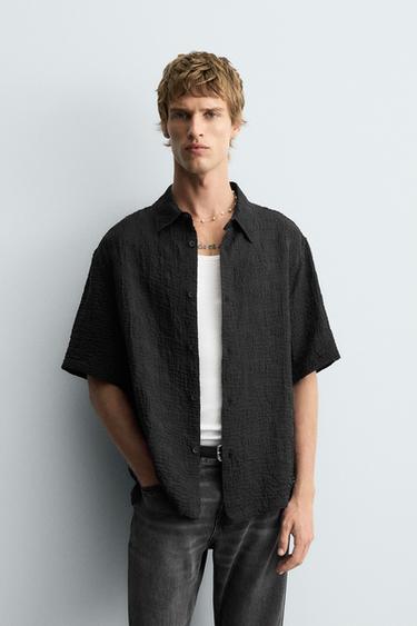 CHEMISE FLUIDE TEXTURÉE - Bleu de Zara