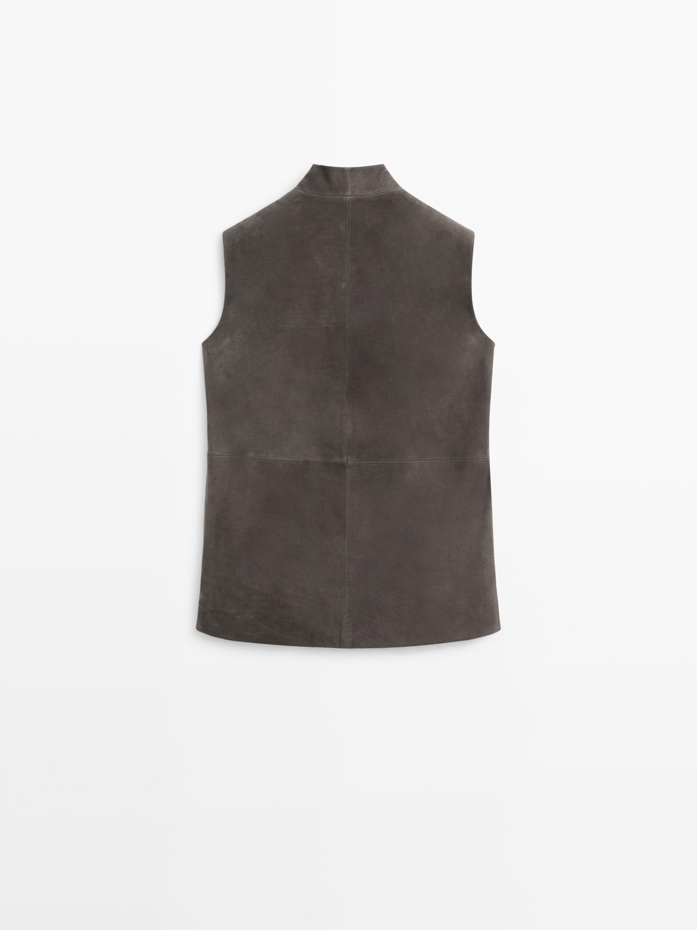 Leather waistcoat with velvety finish