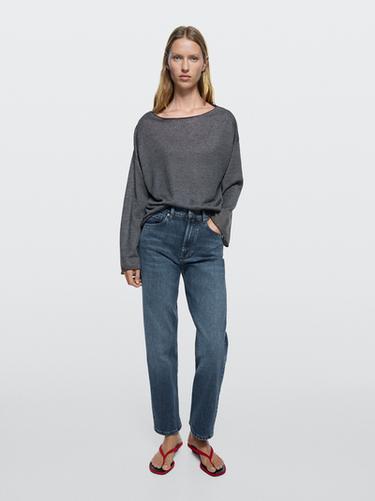 Zara Mid-rise straight-leg jeans - Mid-blue