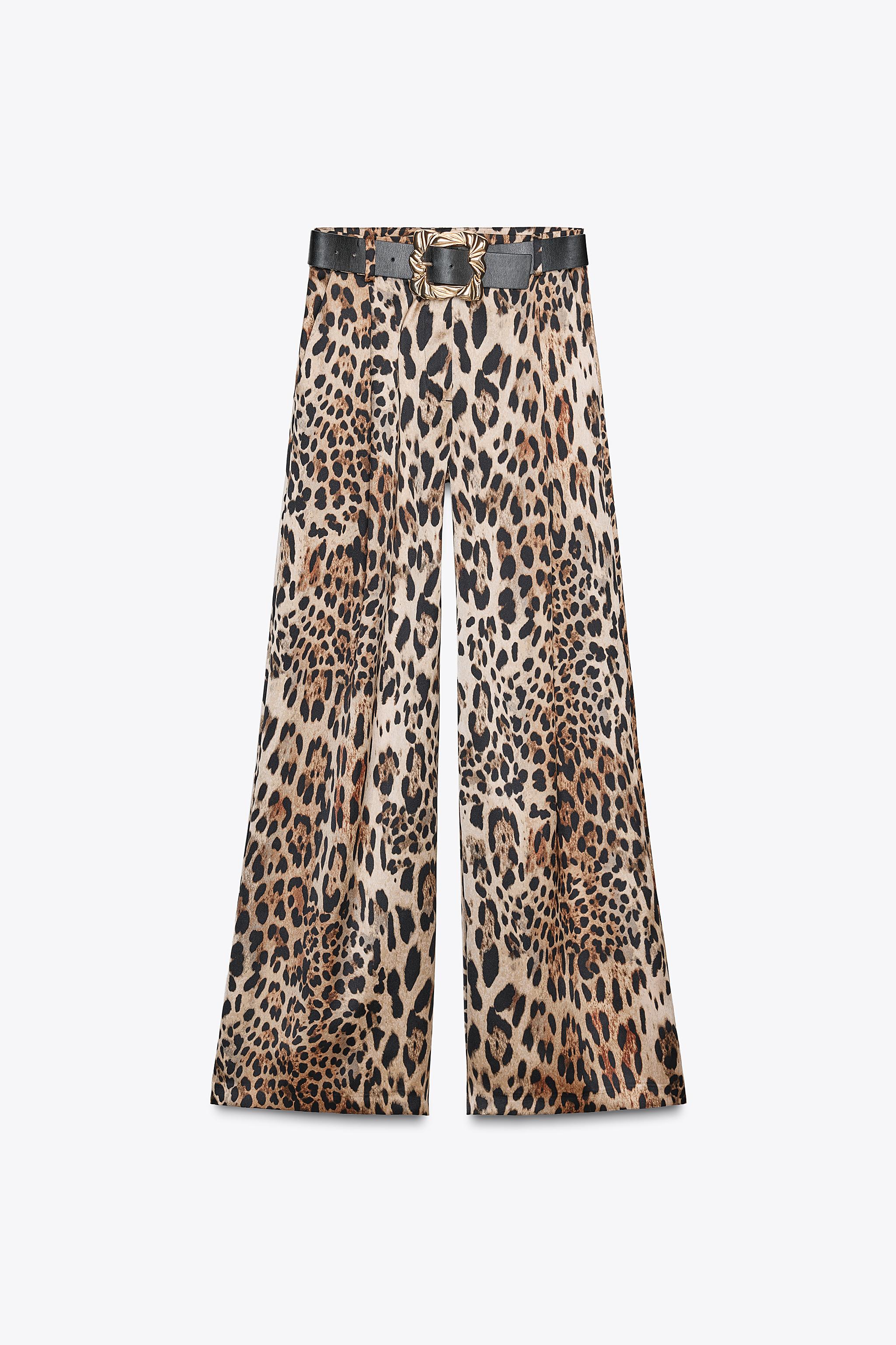 SATIN WIDE-LEG BELTED PANTS