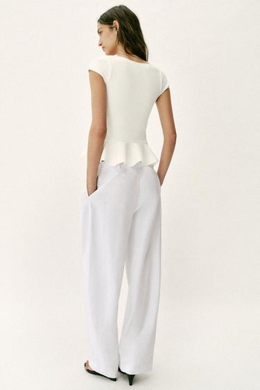 TOP PÉPLUM À BOUTONS - Blanc cassé de Zara - Image 4
