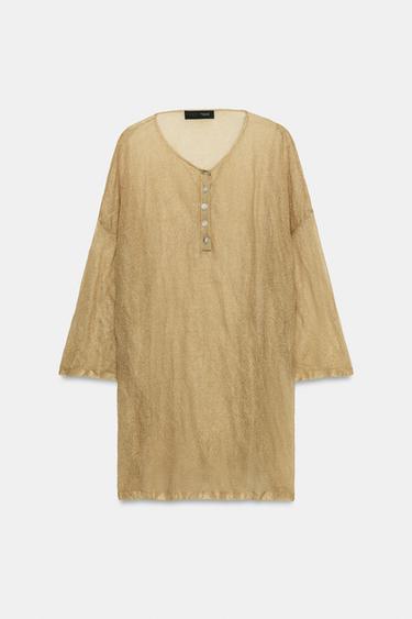 FINE KNIT JUMPER - Golden by Zara - Image 4