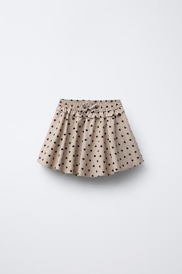 FLOCKED PRINT BERMUDA SKORT - Light beige by Zara - Image 0