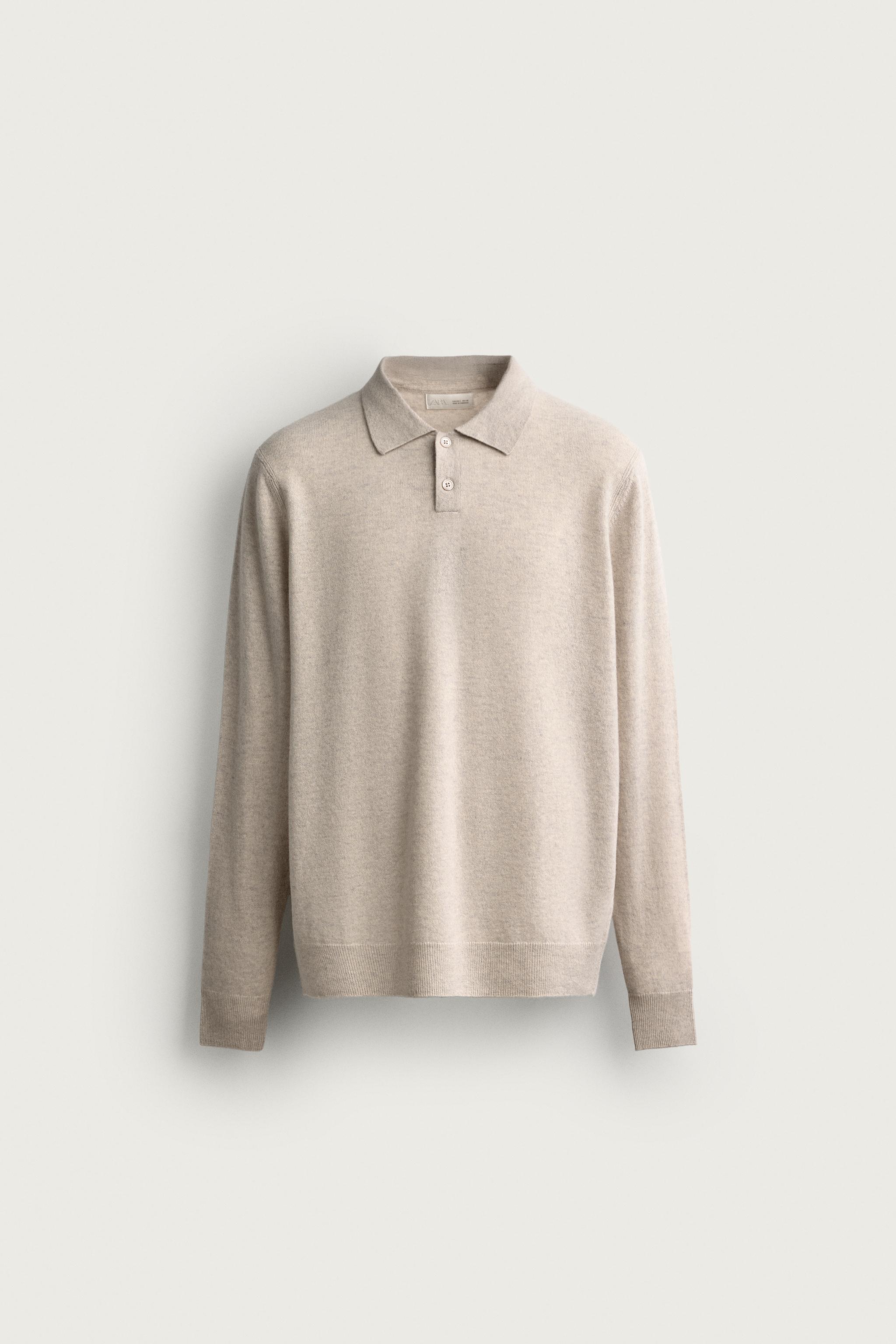 RELAXED FIT WOOL KNIT POLO SHIRT — Ecru