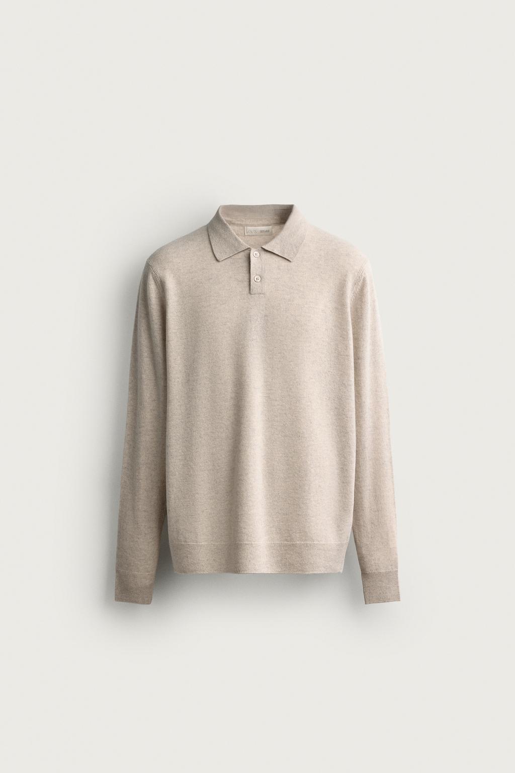 WOOL BLEND REGULAR FIT KNIT POLO SHIRT