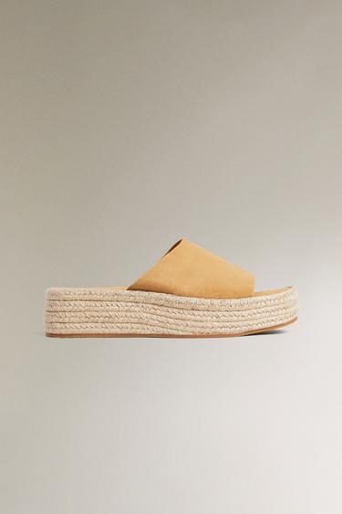 SANDALES COMPENSÉES CUIR - Marron de Zara - Image 2