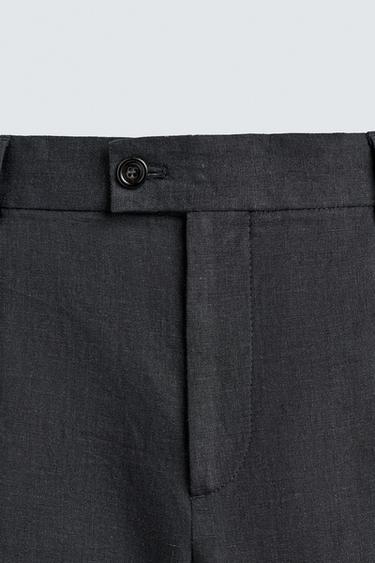 100% LINEN REGULAR FIT SUIT TROUSERS - Dark navy by Zara - Image 8