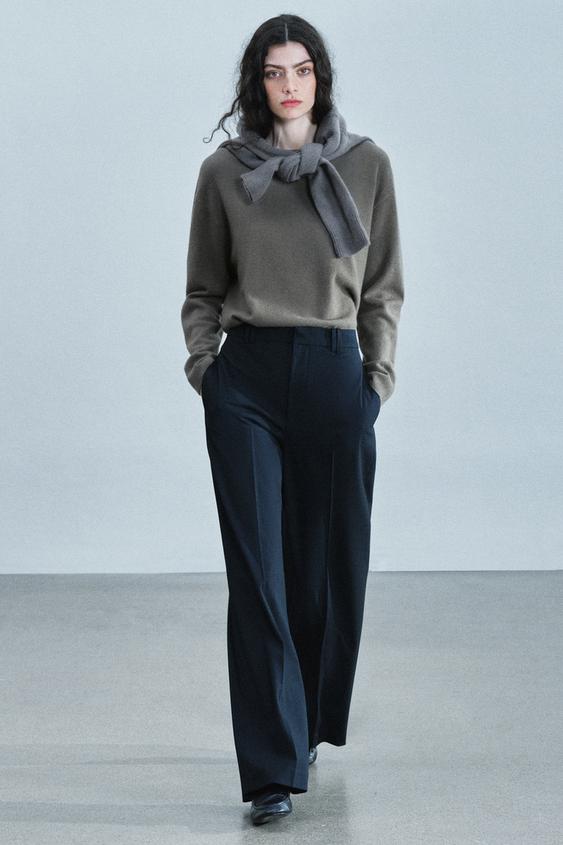 100% WOOL OVERSIZE JUMPER - Taupe grey by Zara - Image 0