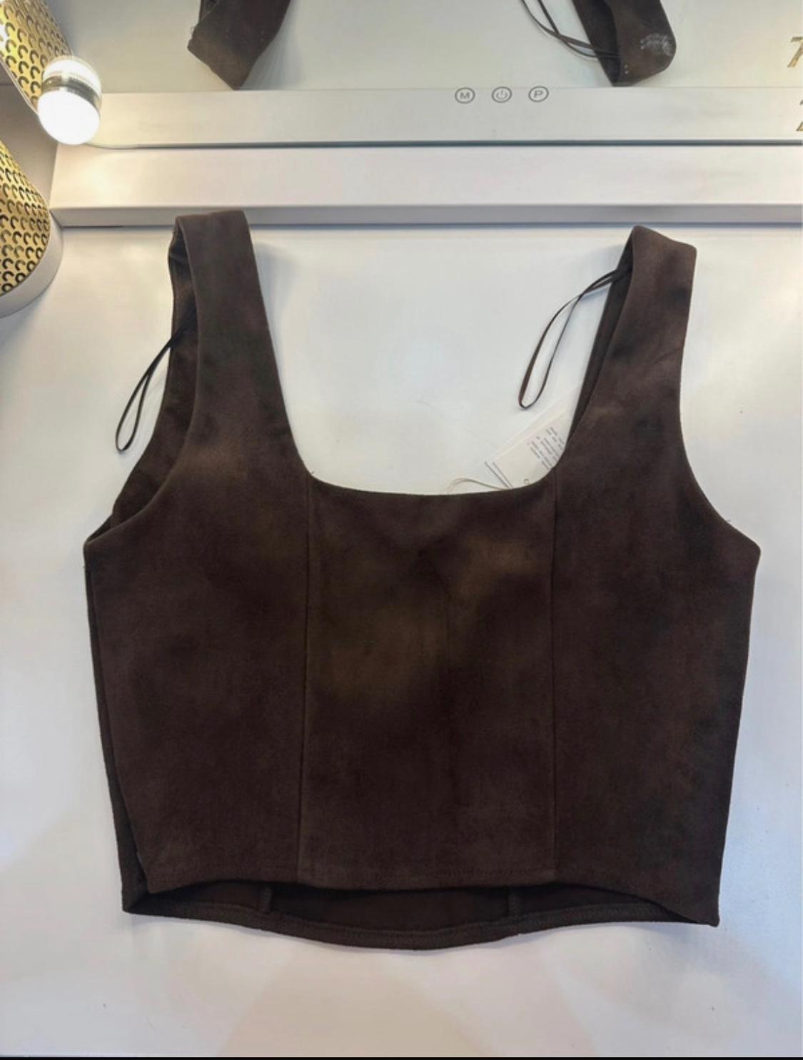 FAUX SUEDE CROP TOP - Image 4