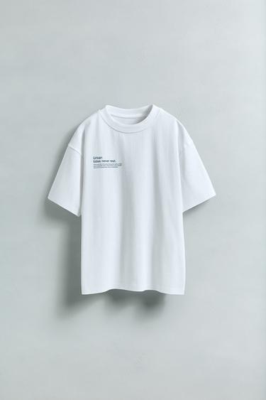 BLUZË ME TEKST TË STAMPIM - I bardhë nga Zara