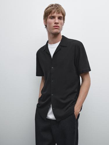 Chemise manches courtes lin - Noir de Zara