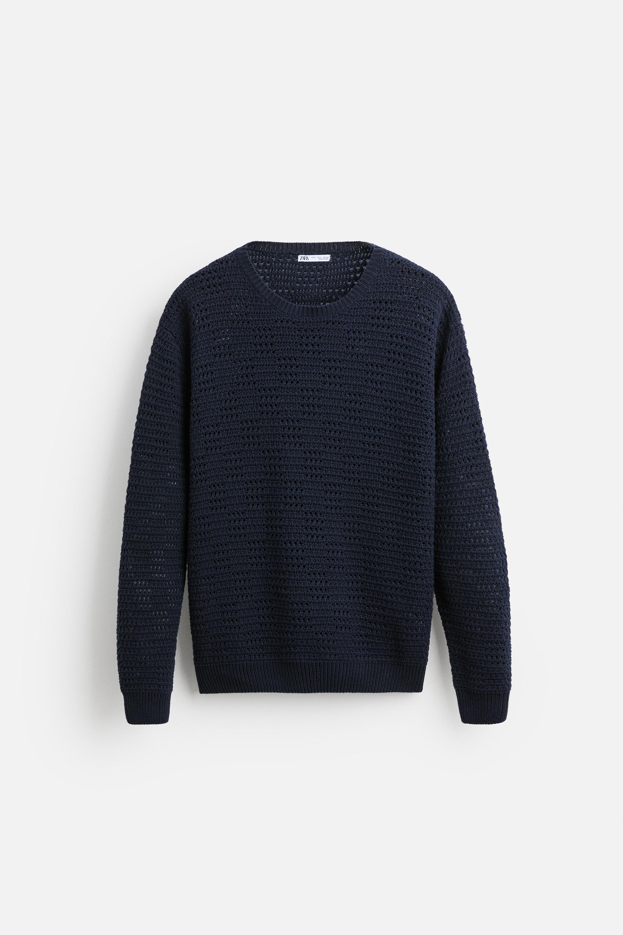 Top Zara Navy Knit Sweater