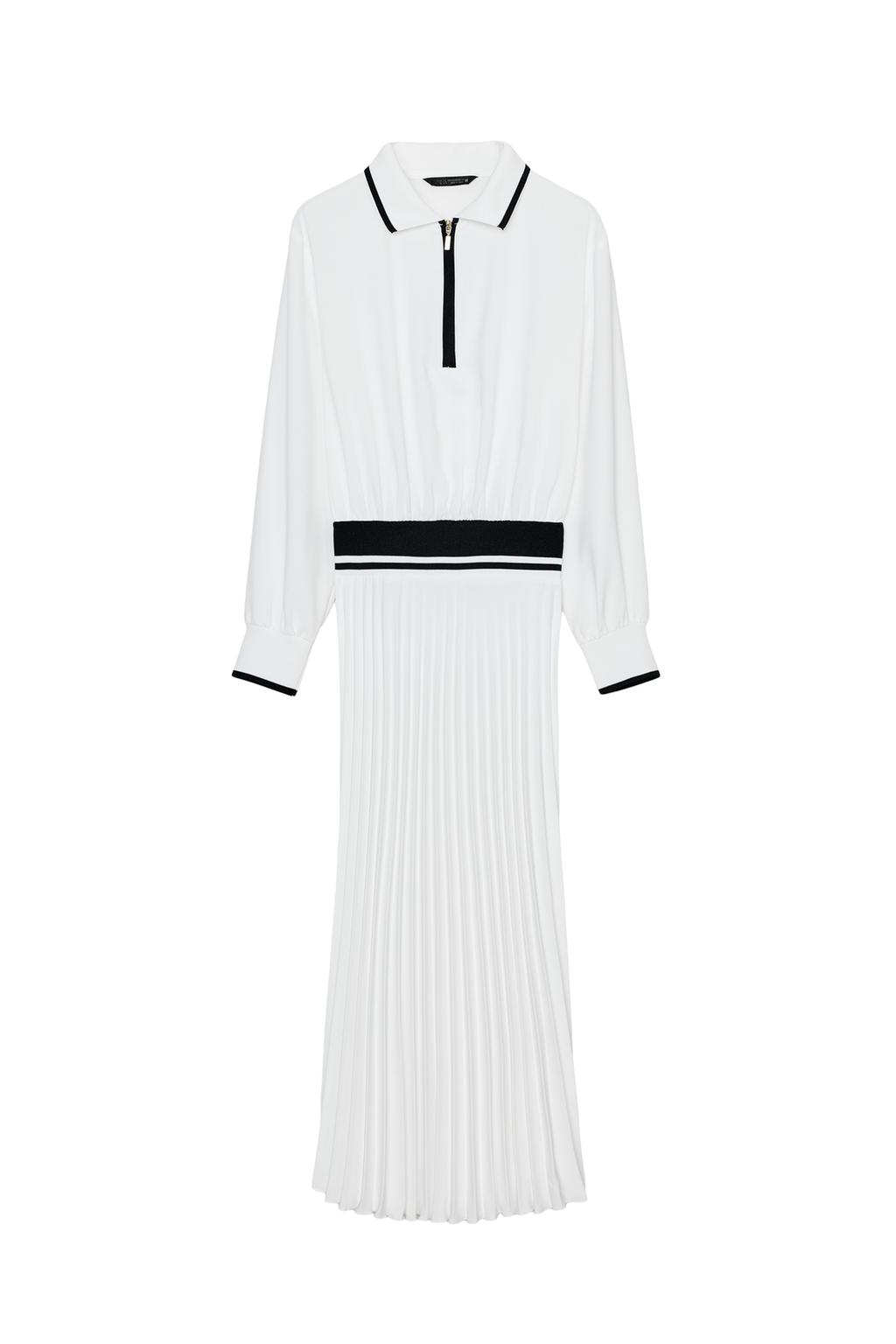COMBINATION PLEATED MIDI DRESS - image 3