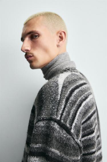 STRIPED JACQUARD CARDIGAN - Anthracite Grey by Zara - Image 6