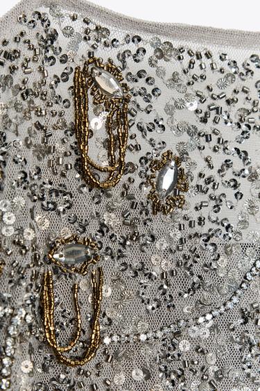 TOP BRODÉ FANTAISIE ZW COLLECTION - Argent de Zara - Image 9