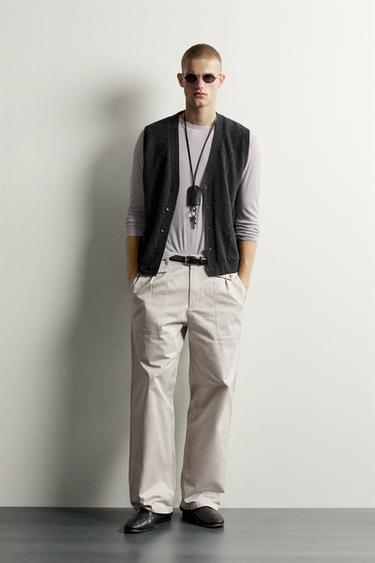 100% WOOL KNIT VEST - Dark grey by Zara