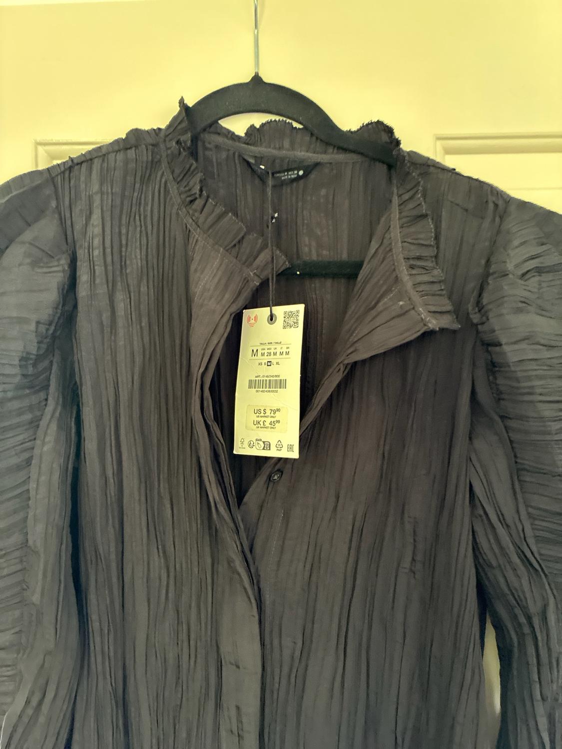 CRINKLED PUFF SLEEVE BLOUSE ZW COLLECTION - Image 2