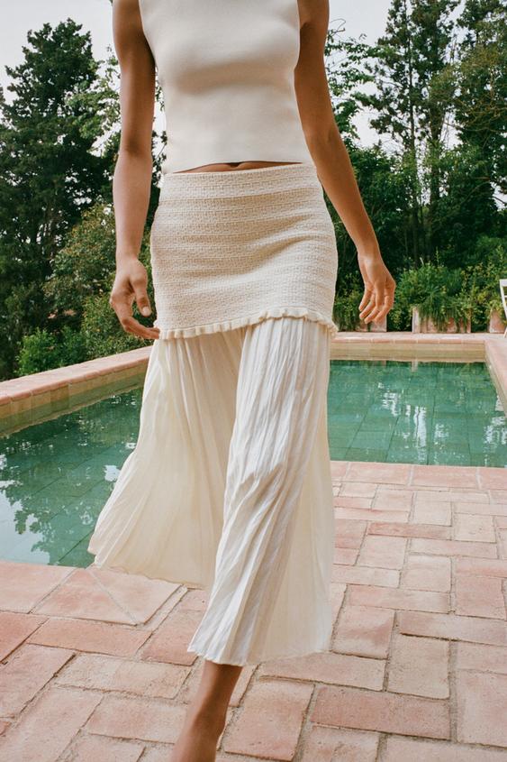 Zara Boho Zara Drawstring Skirt Women's White Skirts ZARA United