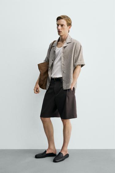 CHEMISE RELAXED FIT JACQUARD CARREAUX - Vert de Zara - Image 3