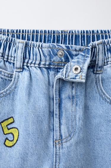 PRINTED TAPERED BAGGY JEANS - Light blue by Zara - Image 2