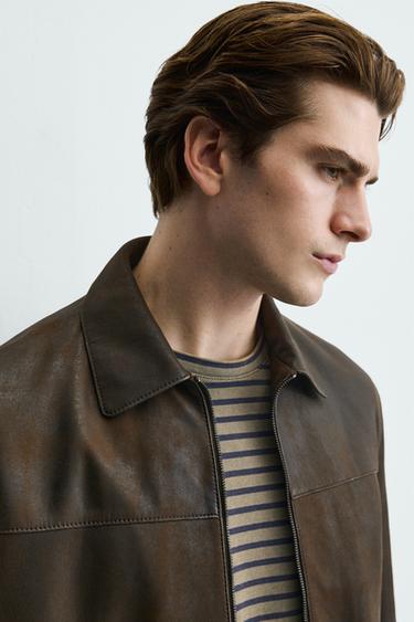 Zaras SKINNJACKA VINTAGEEFFEKT - Mörkbrun