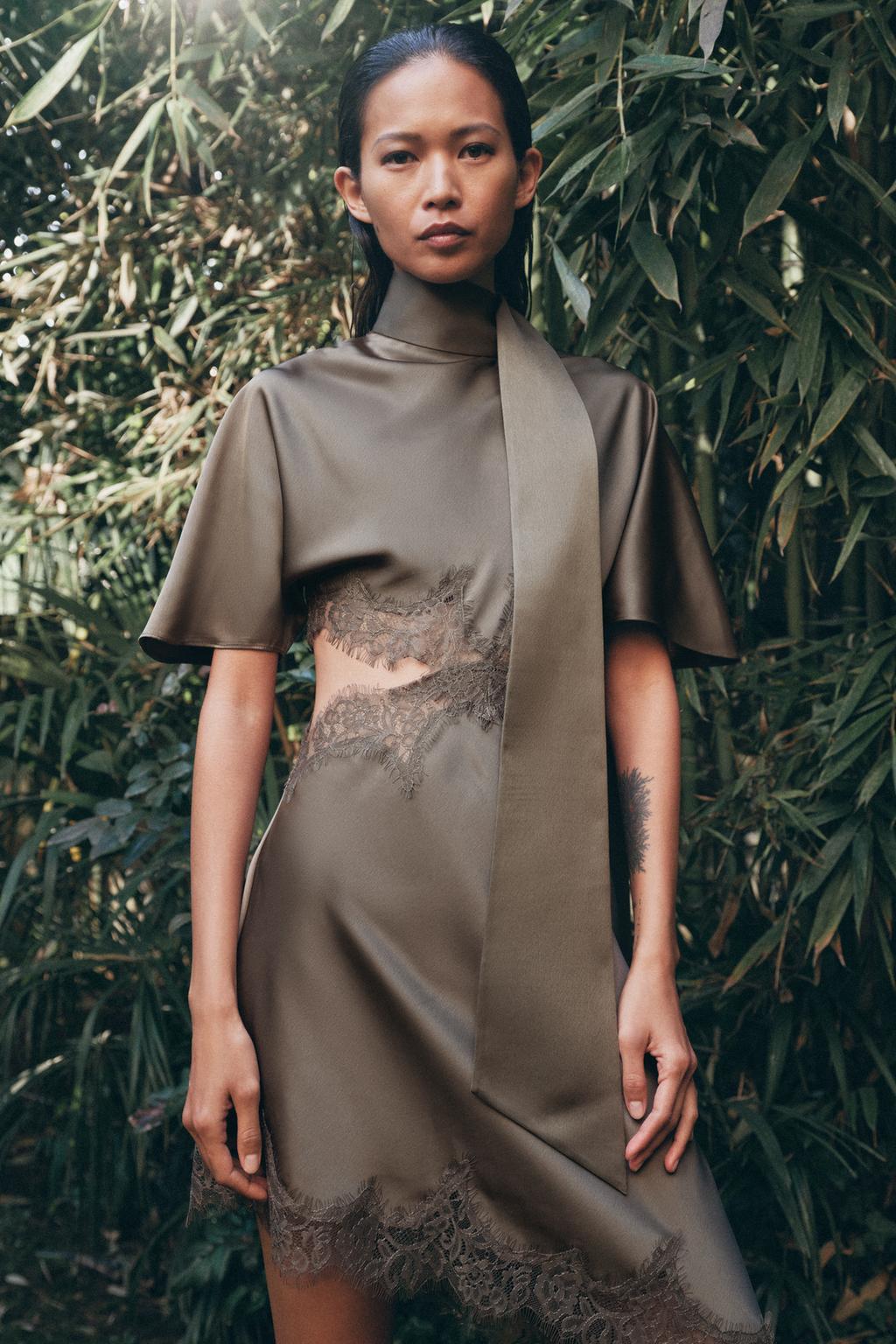 SATIN EFFECT LACE DRESS ZW COLLECTION