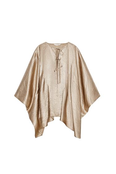 ZW COLLECTION SATIN EFFECT CAPE SHIRT