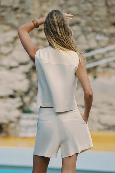 DOUBLE-BREASTED LINEN BLEND WAISTCOAT - Ecru by Zara - Image 5