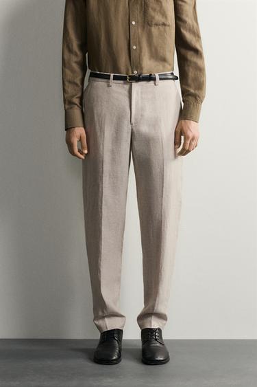 100% LINEN SUIT TROUSERS - Light beige by Zara