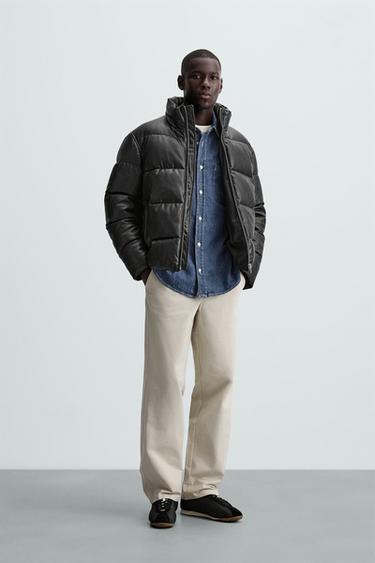 CAZADORA ACOLCHADA EFECTO PIEL - Negro de Zara - Imagen 0
