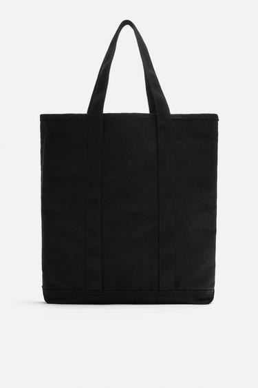BOLSO SHOPPER TEJIDO - Negro de Zara