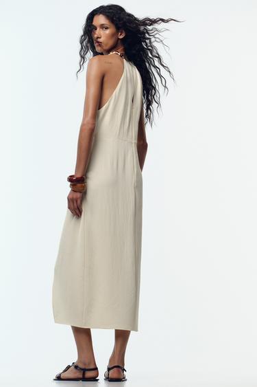 MIDI CUT-OUT DRESS WITH KNOT - Yellow by Zara - Image 4