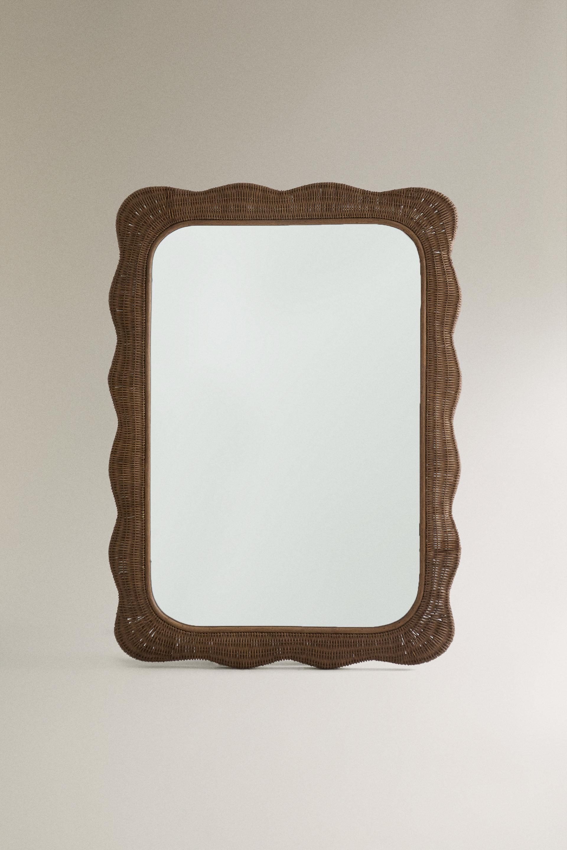 IRREGULAR RATTAN WALL MIRROR Brown ZARA Ireland