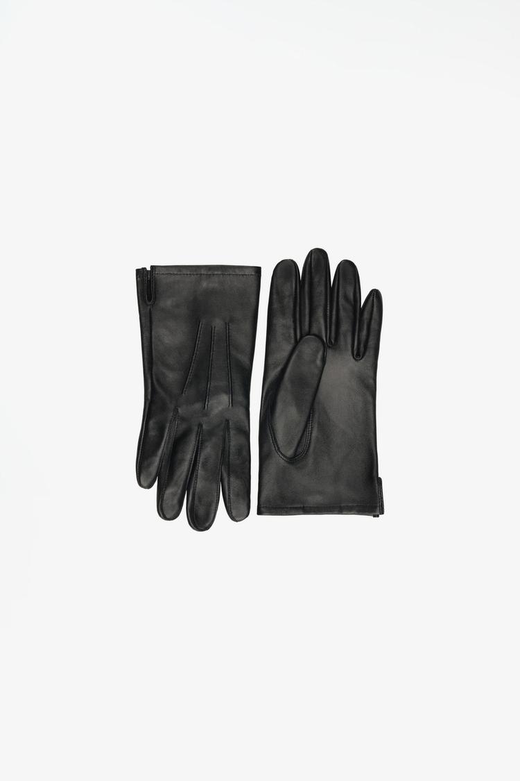 LIMITED EDITION 100% LEATHER SHORT GLOVES — Black