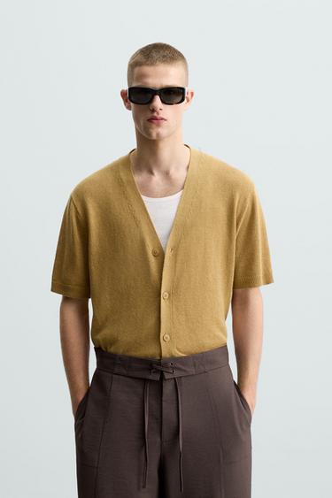 CARDIGAN MANGA CURTA - Amarelo da Zara