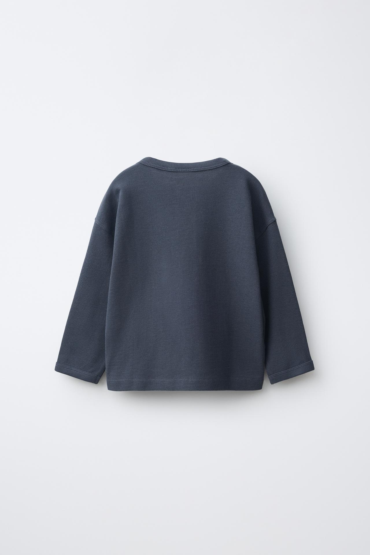 SOLID WAFFLE T-SHIRT — Charcoal gray
