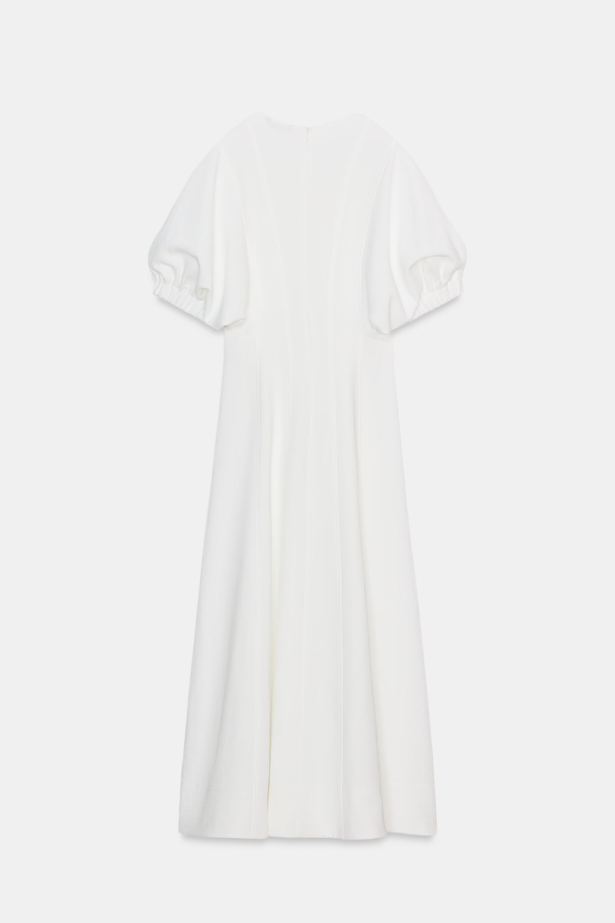 BALLOON SLEEVE MIDI DRESS