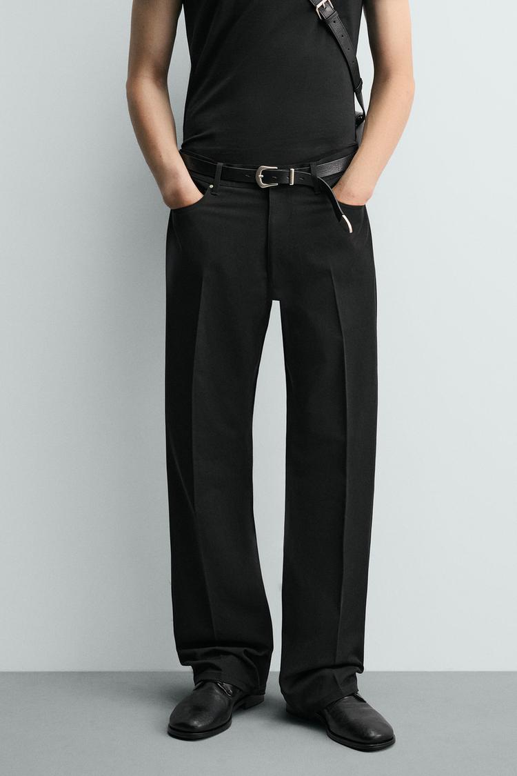 ZARA TEXTURED FLARE FIT TROUSERS