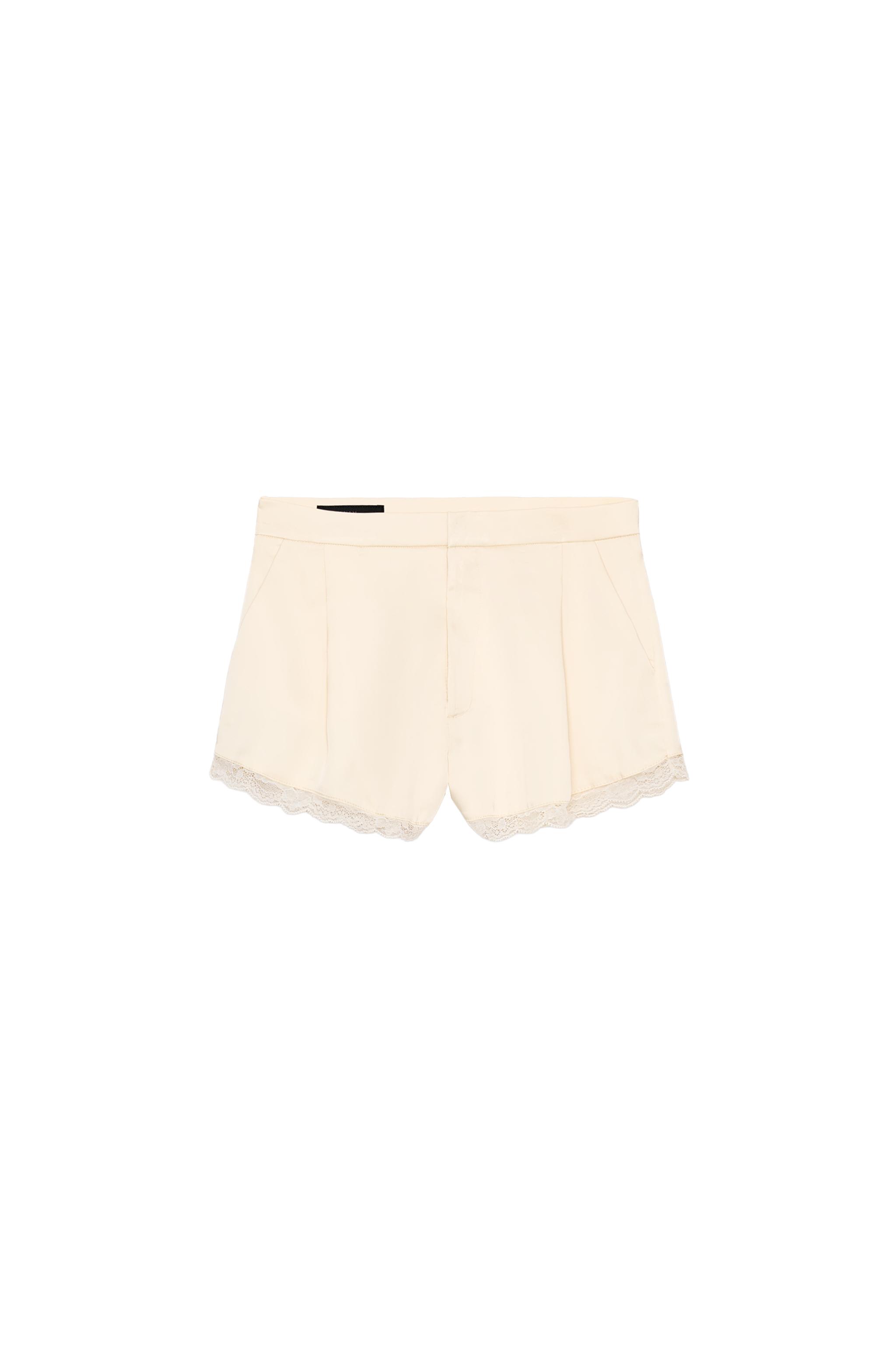 レースサテンショートパンツ - バニラ | ZARA Japan / 日本
