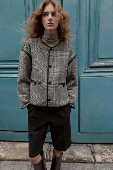 CHAQUETA REVERSIBLE VIVOS EFECTO PIEL - Gris de Zara
