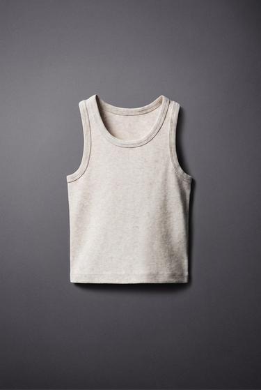 RIB MELANGE T-SHIRT - Sand / Marl by Zara